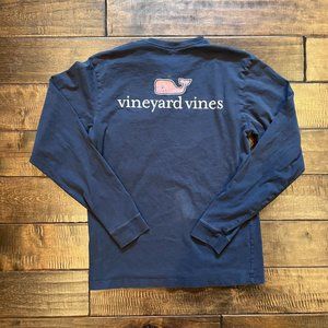 Vineyard Vines T-Shirt Men's XS Long Sleeve Crew Neck Pocket Logo Navy Pink